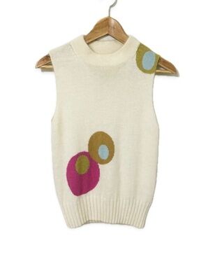 Vintage St. Michael M&S Retro Mod Pop Art Lambswool Angora Sweater Vest 90s XS